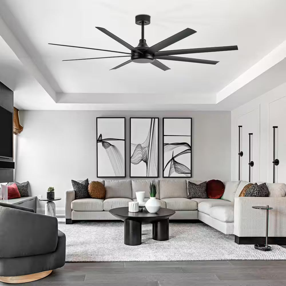Breezary Melissa 72" 6 Fan Speeds Ceiling Fan, Black w Remote Control Included