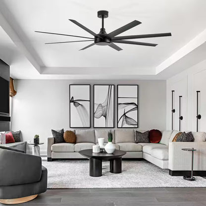 Breezary Melissa 72" 6 Fan Speeds Ceiling Fan, Black w Remote Control Included