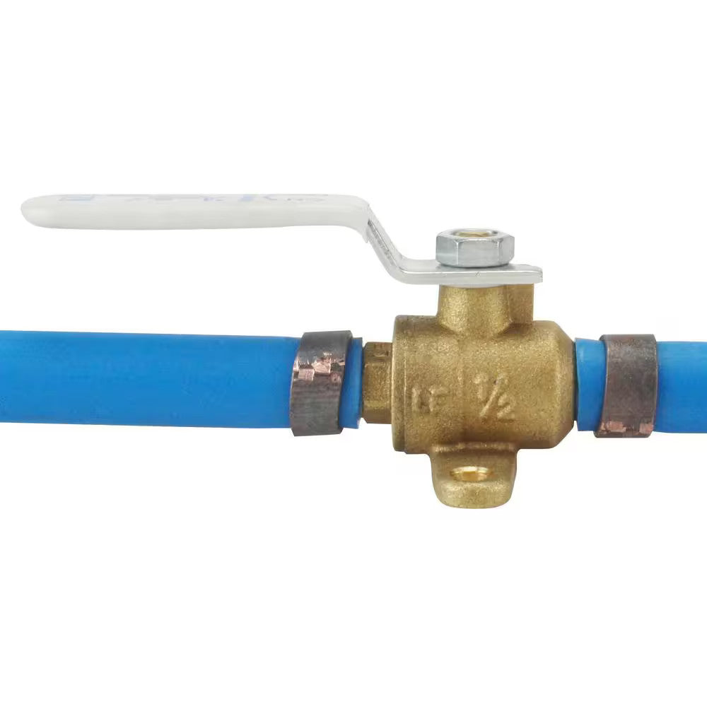Apollo 1/2 in. Brass PEX-B Barb Ball Valve with Drain and Mounting Pad
