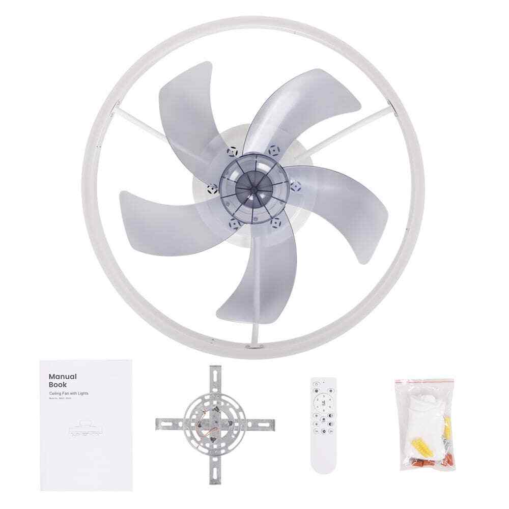 ANTOINE 20 in. LED White Ceiling Fan w/ Light App Remote and Dimmable Lighting