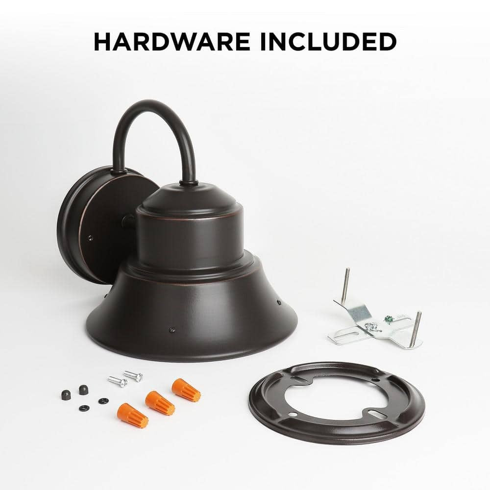 Commercial Electric Integrated LED Bronze Dusk to Dawn Bell Wall Light 4000K