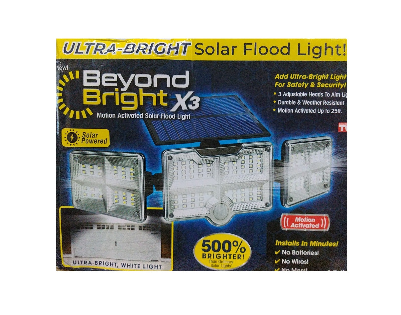 BEYOND BRIGHT Black Motion Sensing Outdoor Integrated LED Solar Flood Light