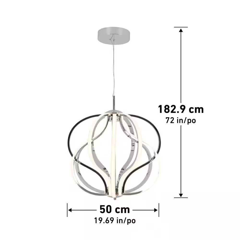 Artika Meridian 30-Watt 1 Light Chrome Modern Integrated LED Pendant Light Fixtu