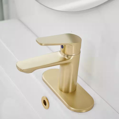 BWE 1-Handle 1-Hole Bathroom Drip-Free Sink Faucet in Brushed Gold A-96043-BG