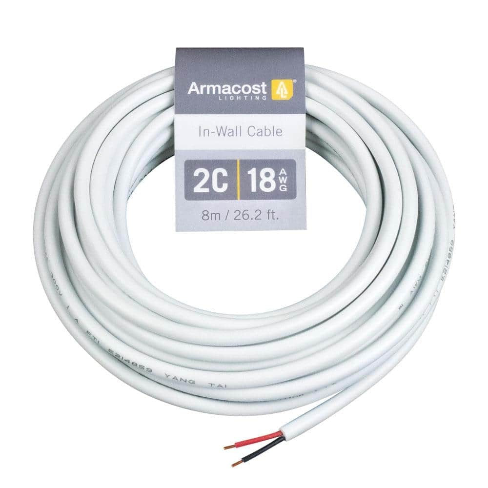Armacost Lighting 24 ft. 8 m 18 AWG/2C White In-Wall Cable