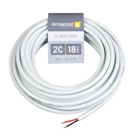 Armacost Lighting 24 ft. 8 m 18 AWG/2C White In-Wall Cable