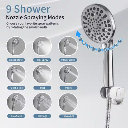 BWE Rainfull 10 in. 9-Spray Patterns Dual Wall Mount Dual Shower Heads CHROME