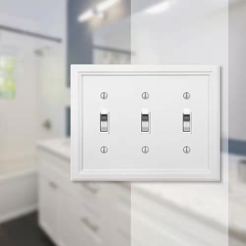 AMERELLE Elly 3 Gang Toggle Composite Wall Plate - White 4052TTTW *4 PACK*