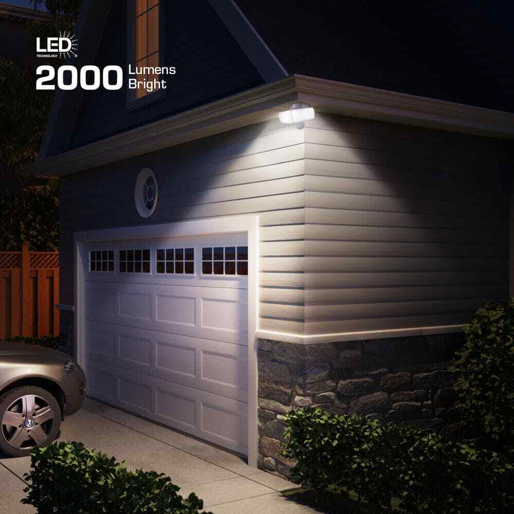 Defiant MaxDetect Motion Wired 2-Head LED Security Flood Light, White, Outdoor
