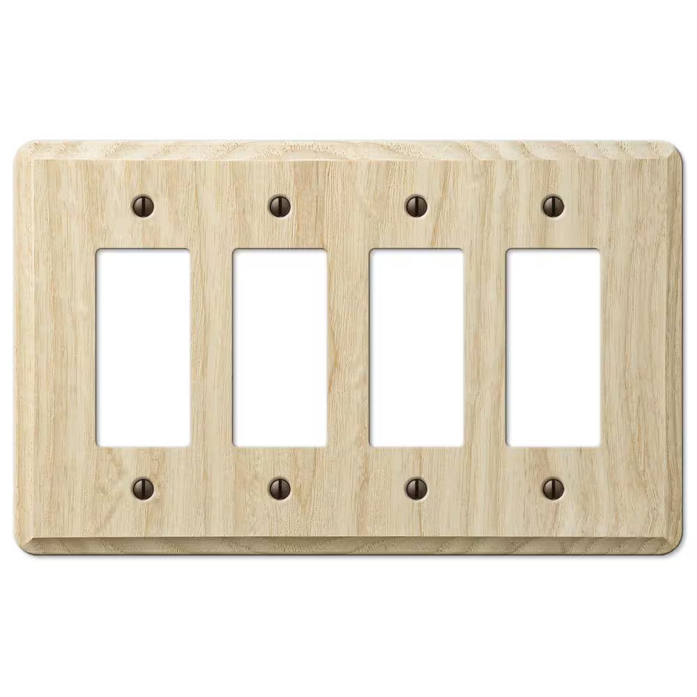 AMERELLE Contemporary 4 Gang Rocker Wood Wall Plate - Unfinished Ash 401R4