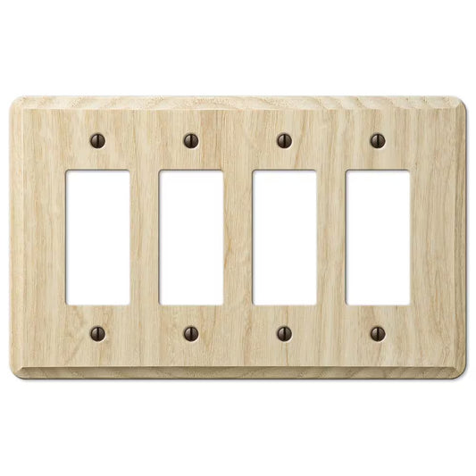 AMERELLE Contemporary 4 Gang Rocker Wood Wall Plate - Unfinished Ash 401R4