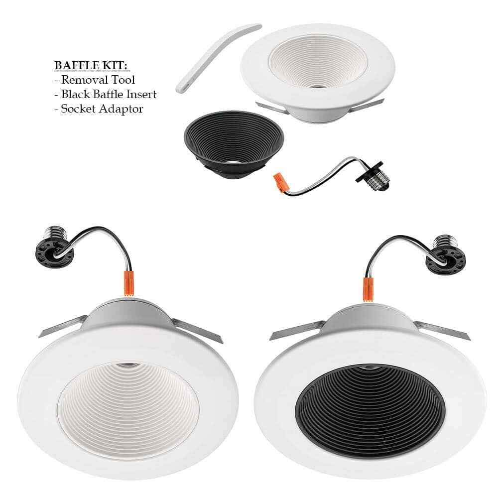 CE 6 in. Deep Baffle Adjustable CCT LED Recessed Light Trim Wet Rated Dimmable