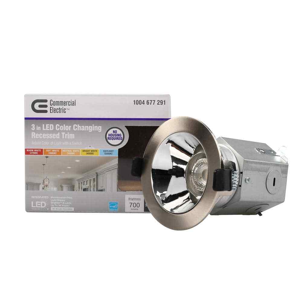 Commercial Electric 3 in. Integrated LED Canless Recessed Light Brushed Nickel