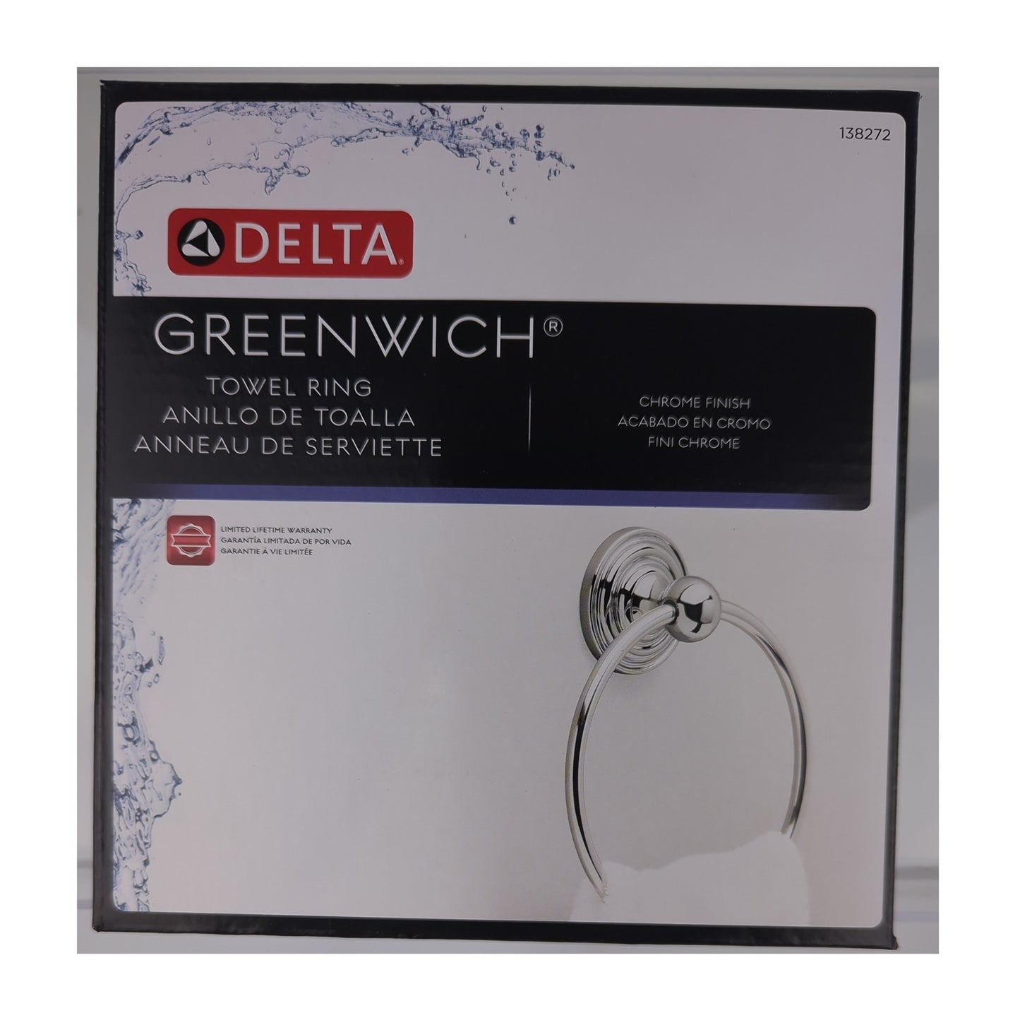 Delta Greenwich Towel Ring in Chrome, 138272