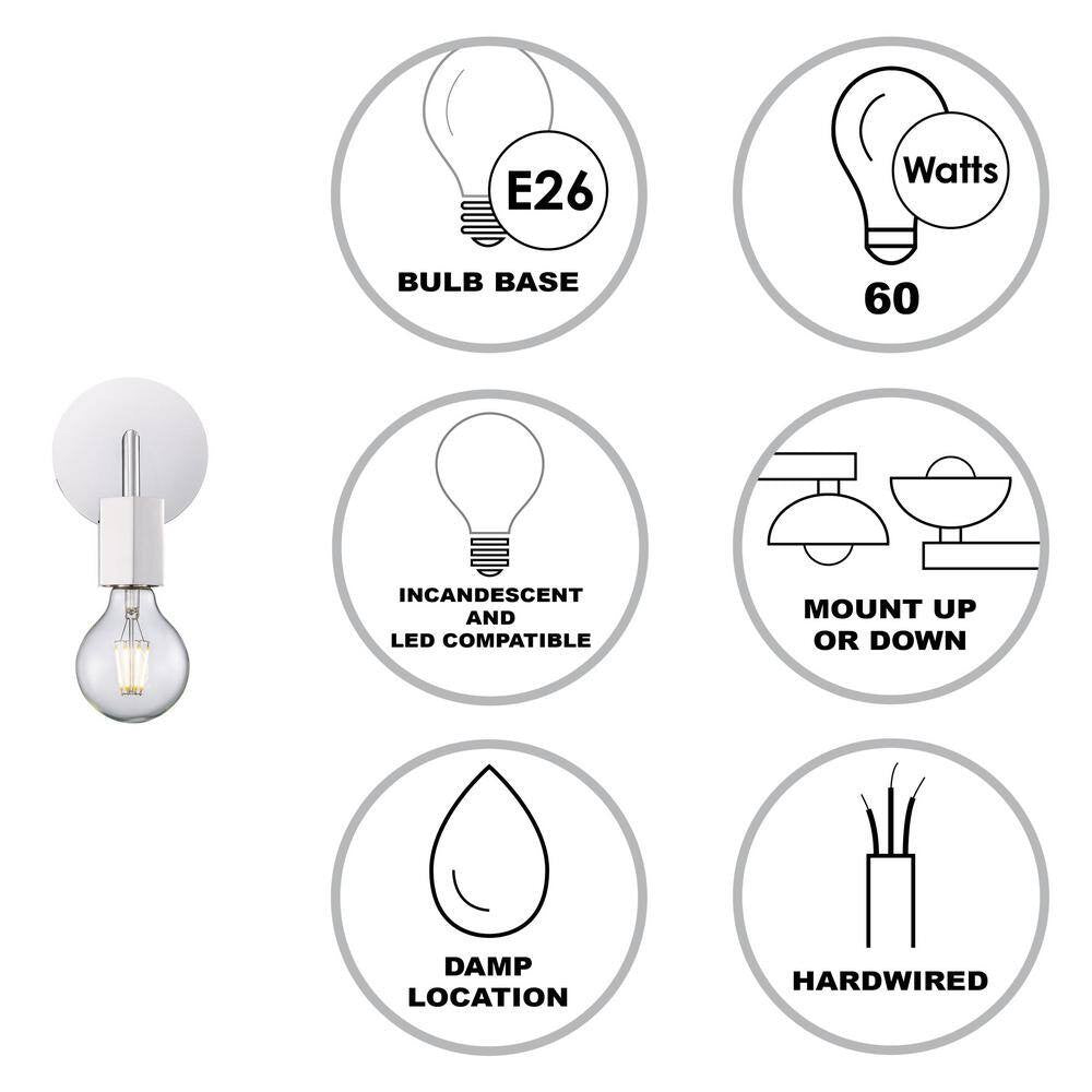 Bel Air Lighting Placerville 4.5 in. 1-Light Polished Chrome Bathroom Wall Light