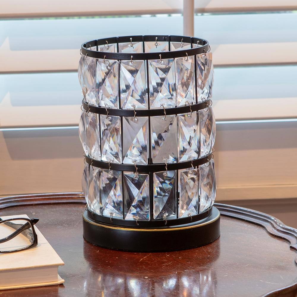 Decor Therapy Hayes 9 in. Bronze Faceted Touch Control Uplight