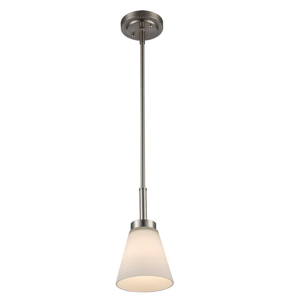 Bel Air Lighting Fifer Brushed Nickel Mini Pendant Light w/ Frosted Glass