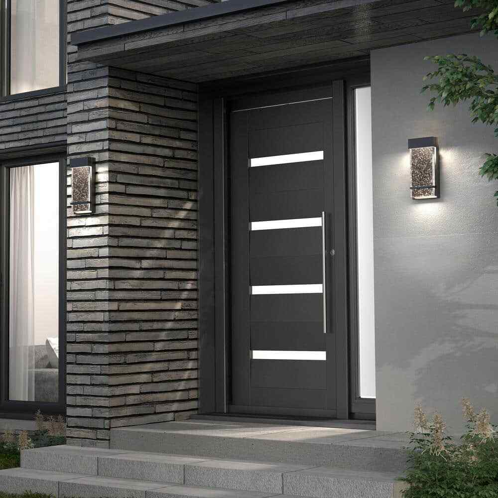 Artika Skyler Black Modern LED Outdoor Garage and Porch Light Lantern Sconce