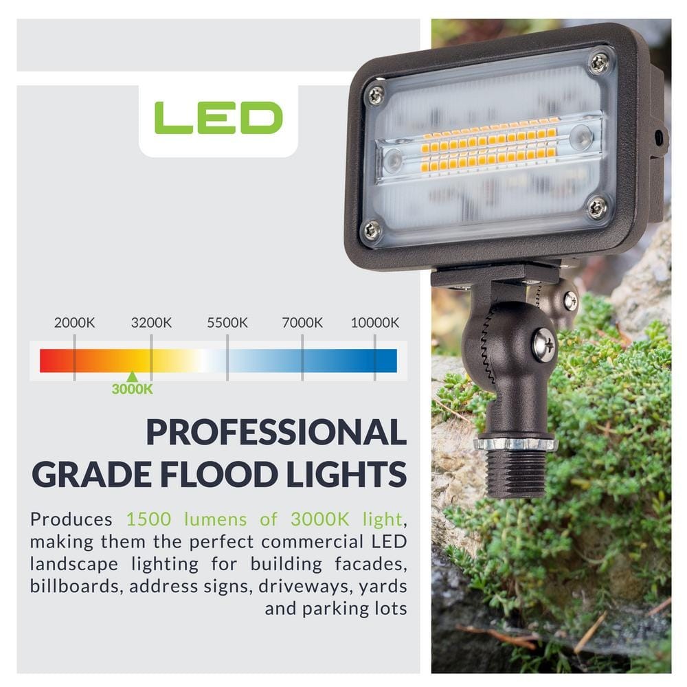 Commercial Electric 16W LED Bronze Outdoor Wall Wash Light with Bracket