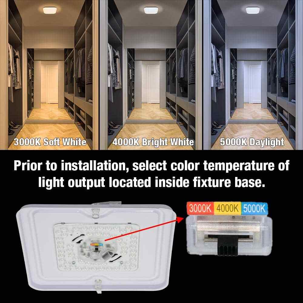 Commercial Electric 12"  Low Profile LED Flush Mount Square Closet Light Fixture