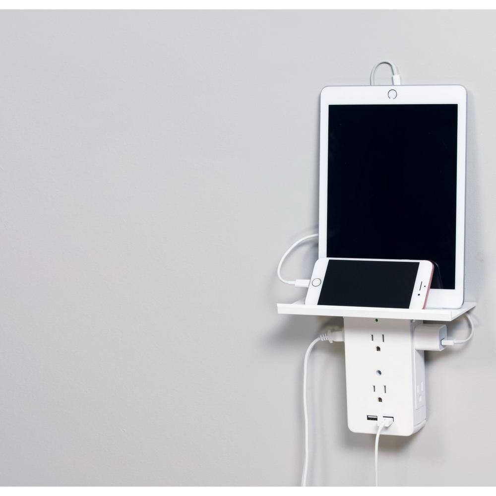 6-Outlet Cordless Wall Extender with 2-USB Ports and 1-USBC Adapter