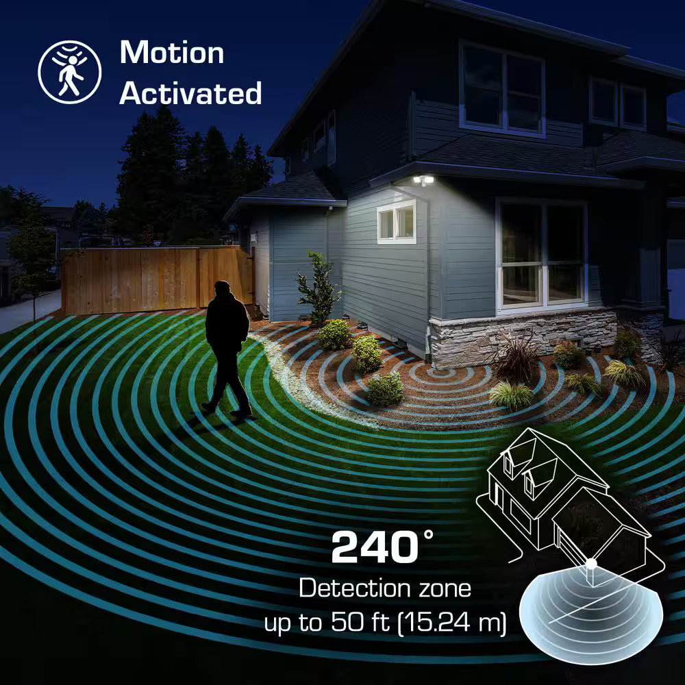 Defiant Maxdetect 240° Motion Sensor Smart Wired Outdoor 2-Head LED Flood Light