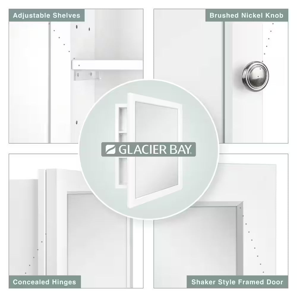 20 x 26 Framed Recessed or Surface-Mount Bathroom Medicine Cabinet Mirror White