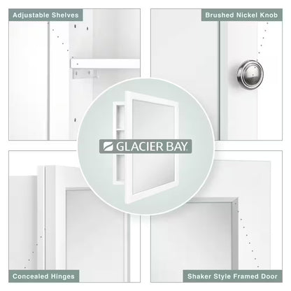 20 x 26 Framed Recessed or Surface-Mount Bathroom Medicine Cabinet Mirror White