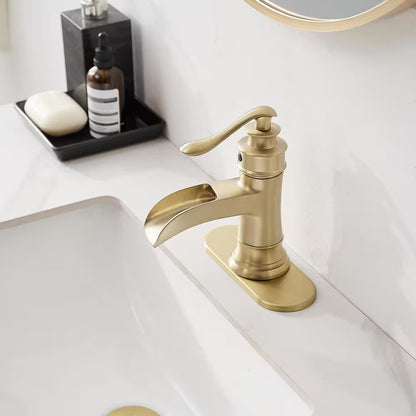 BWE Low-Arc Bathroom Faucet 2.26" Water-Saving Vanity Brushed Gold w/ Drain Kit