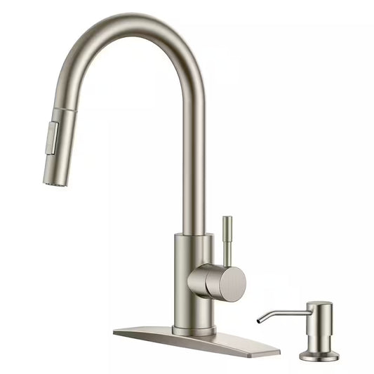 ANZA Pull Down Sprayer Kitchen Faucet Soap Dispenser, Deckplate, Brushed Nickel