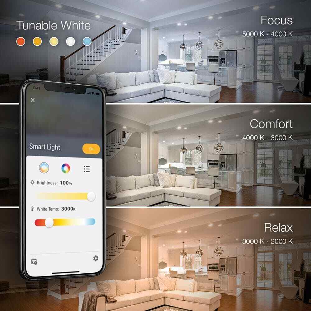 Commercial Electric Hubspace LED 4" Round Smart RBG Canless Recessed Light 