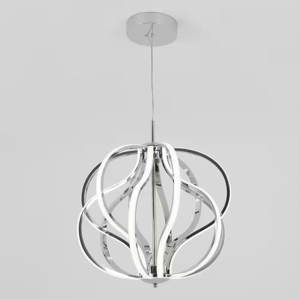 Artika Meridian 30-Watt 1 Light Chrome Modern Integrated LED Pendant Light Fixtu