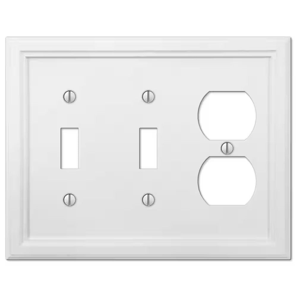 AMERELLE Elly 3 Gang 2-Toggle and 1-Duplex Composite Wall Plate - White 4052TTDW