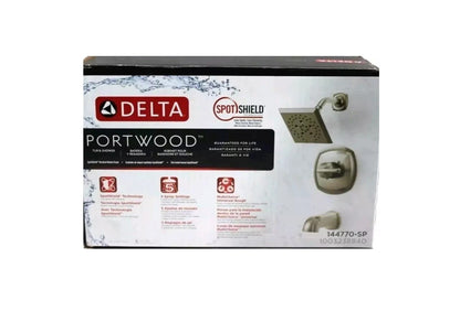 Delta Portwood 1 Handle Tub  Shower Faucet Kit Brushed Nickel 144770-SP