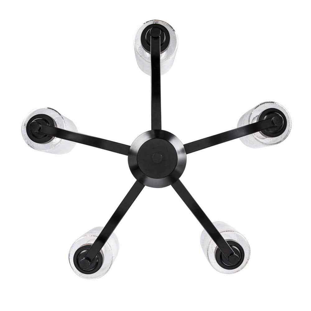 Bel Air Lighting Simi Black Chandelier Light Fixture w/ Seeded Glass Shades