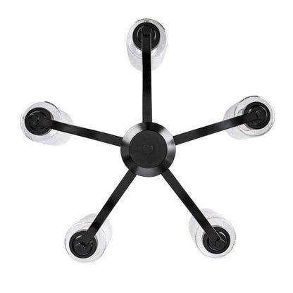 Bel Air Lighting Simi Black Chandelier Light Fixture w/ Seeded Glass Shades
