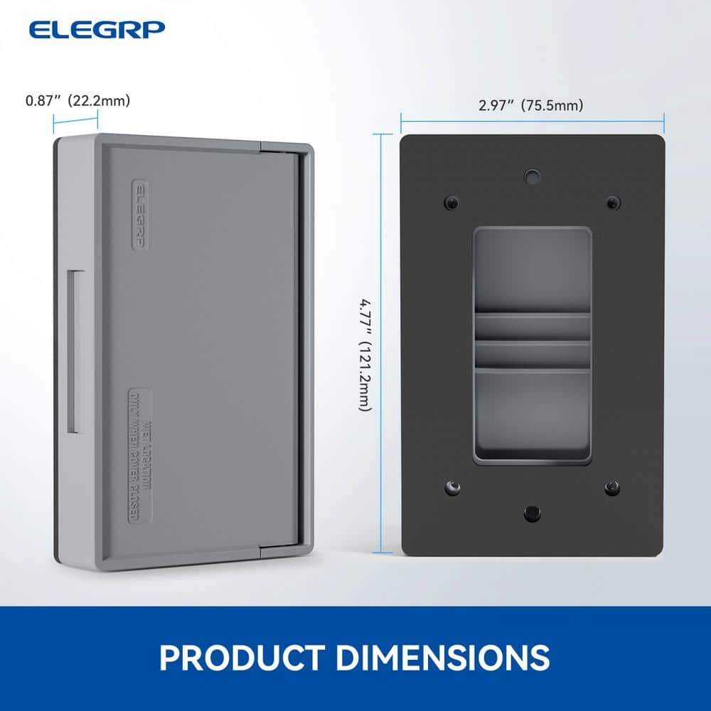 1-Gang Horizontal Decorator Weatherproof Wall Plate Cover, 5 PACK, Gray