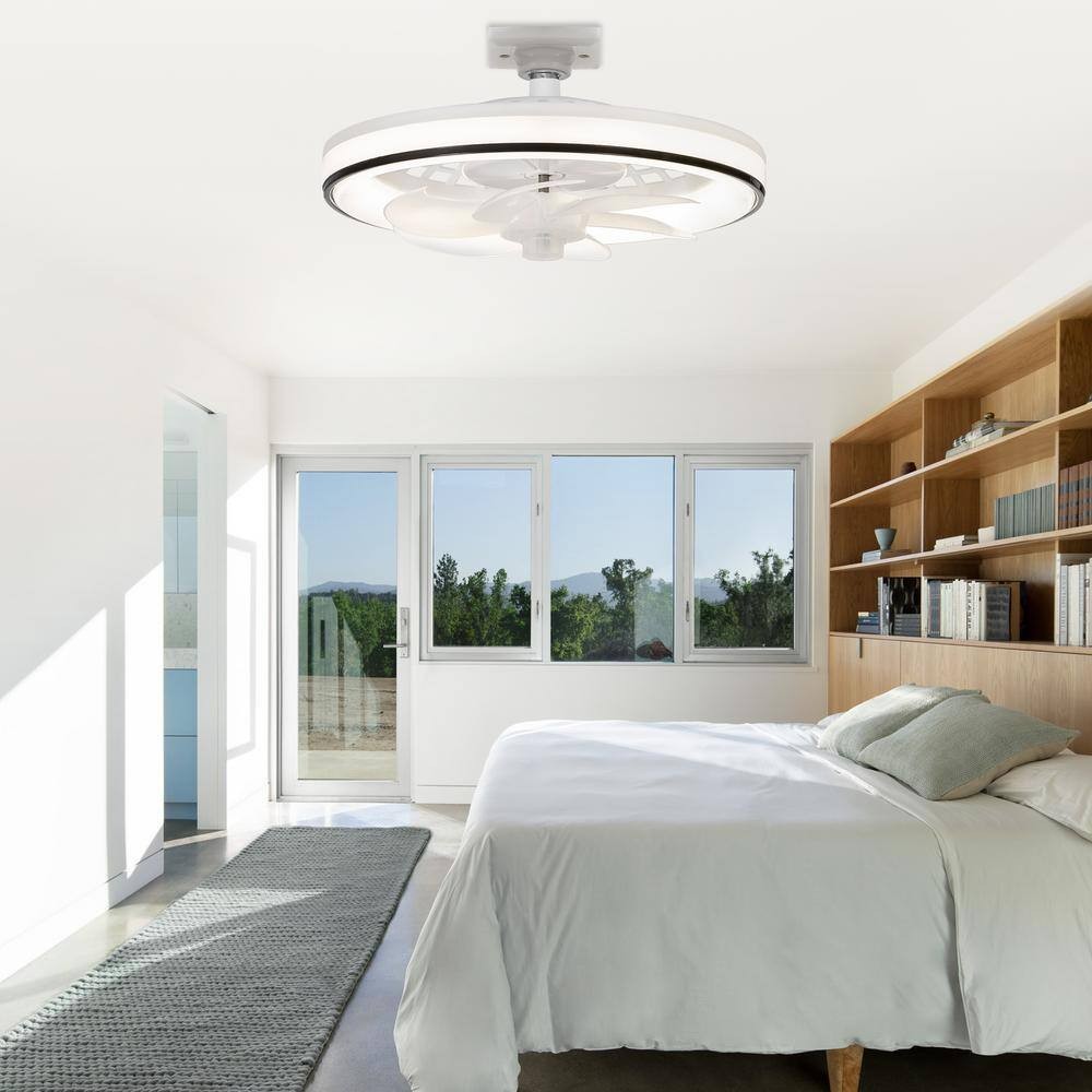 Breezary 13" Integrated LED White Fan Remote Light Socket Frosted Acrylic Shade