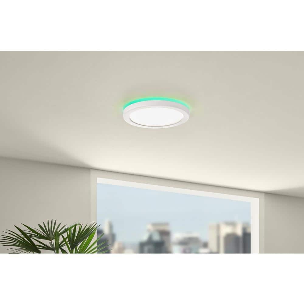 Commercial Electric Smart Flush Mount 13in Matte White 1006486536