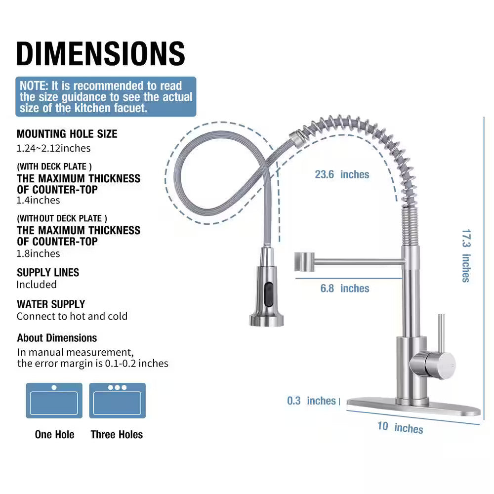 AKLFGN Kitchen Faucet Pull Out Sprayer Kitchen Faucet, Deckplate, Brushed Nickel