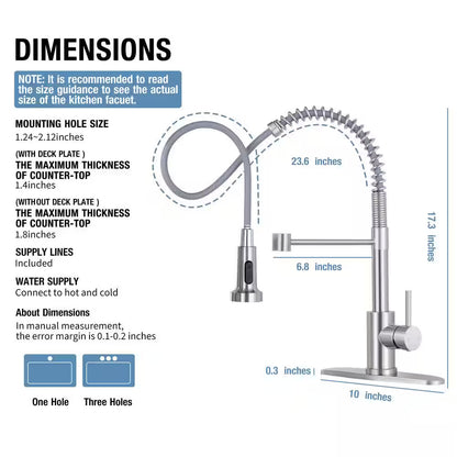AKLFGN Kitchen Faucet Pull Out Sprayer Kitchen Faucet, Deckplate, Brushed Nickel