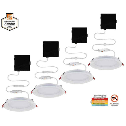 6" Commercial Electric Slim LED Color Change Glare Control Recessed Kit (4-Pack)