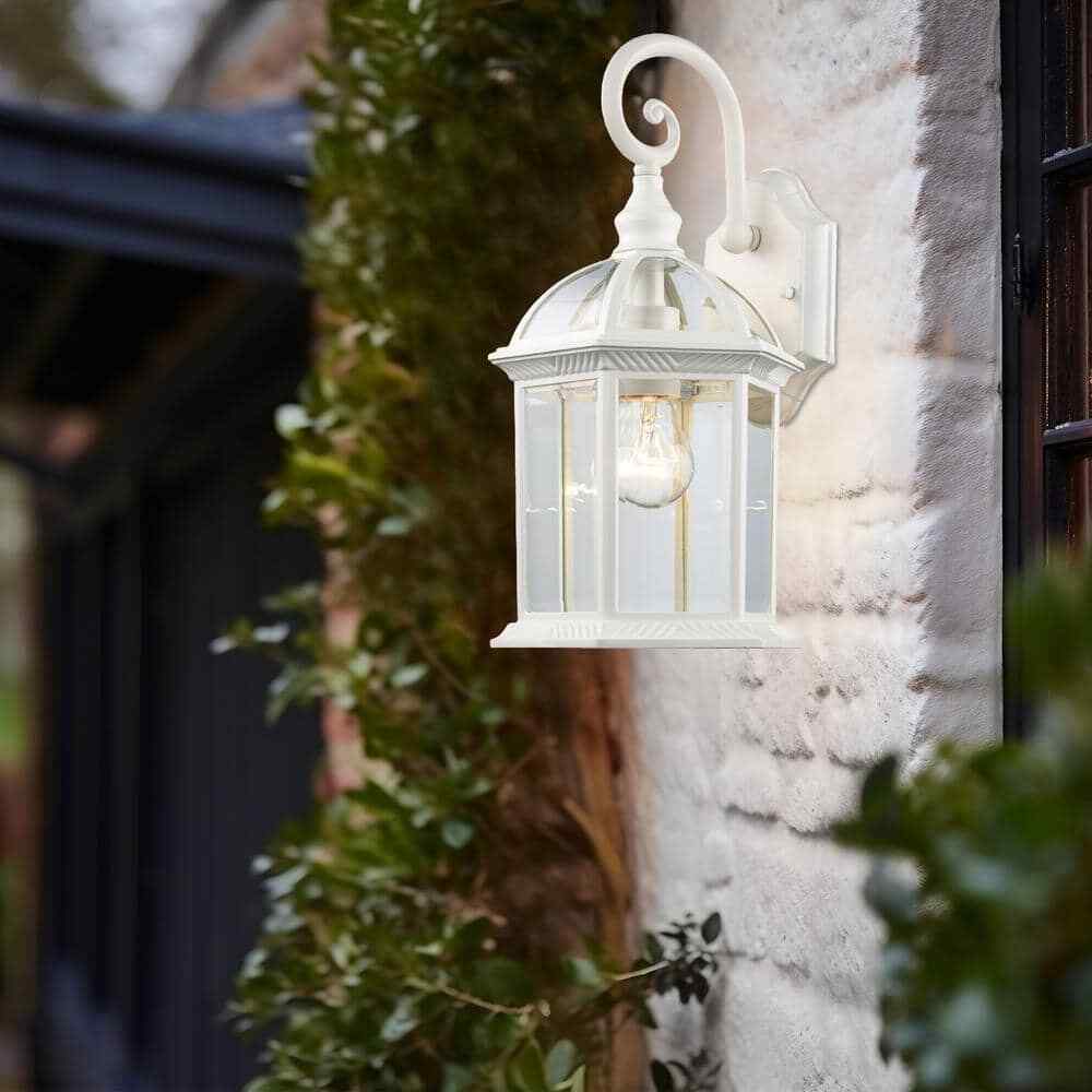 Bel Air Lighting Wentworth Small White Outdoor Wall Light Fixture w/ Clear Glass