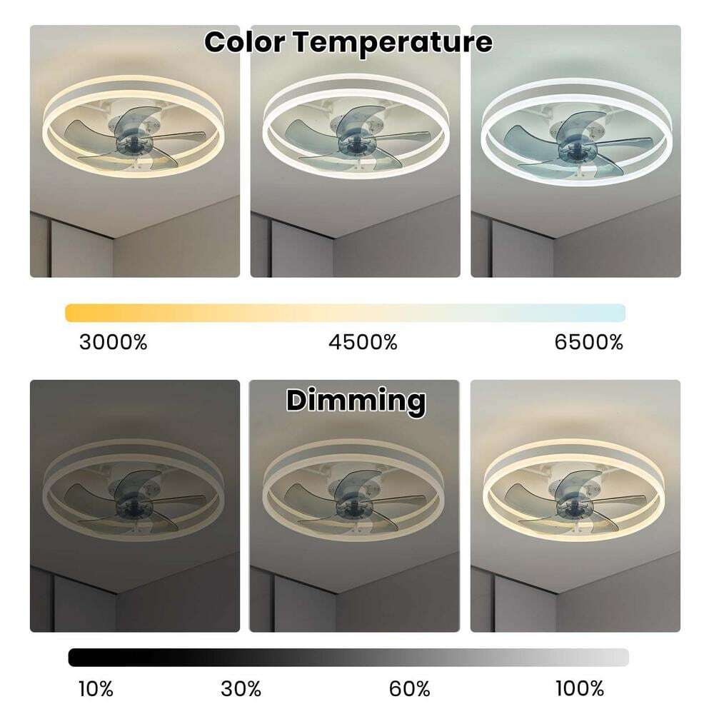 ANTOINE 20 in. LED White Ceiling Fan w/ Light App Remote and Dimmable Lighting