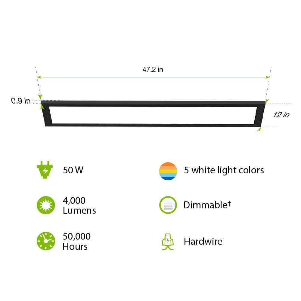 *2 PACK* CE 1x4 ft. 4000 Lumens Matte Black LED Flat Panel Ceiling Lights 5CCT