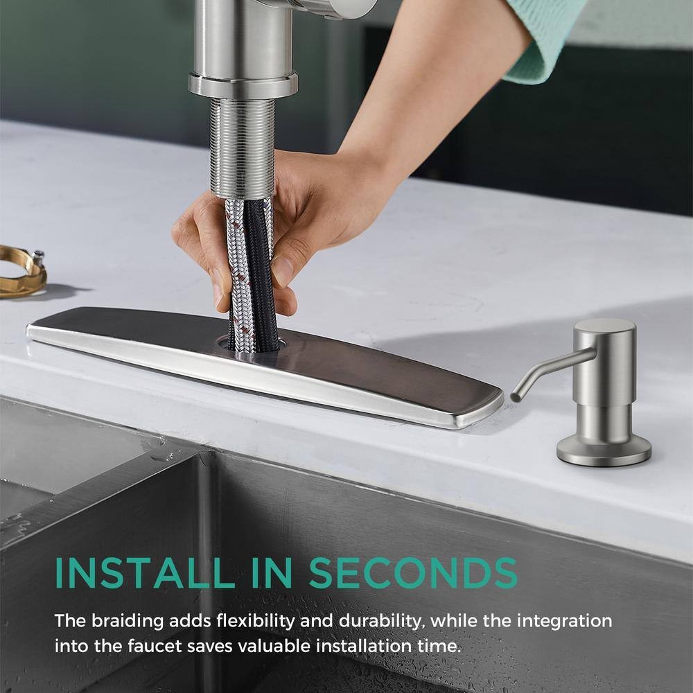 ANZA Pull Down Sprayer Kitchen Faucet Soap Dispenser, Deckplate, Brushed Nickel