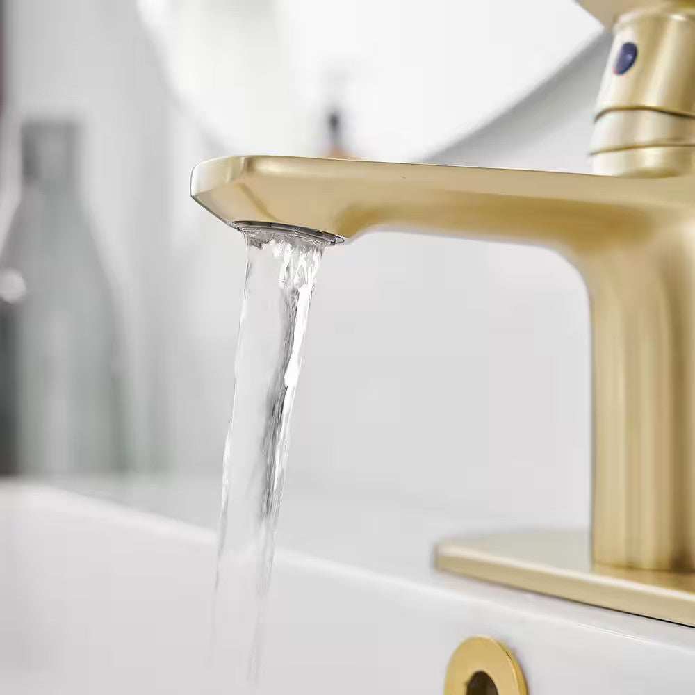 BWE 1-Handle 1-Hole Bathroom Drip-Free Sink Faucet in Brushed Gold A-96043-BG