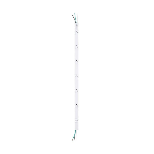 Commercial Electric Cordless 6-Outlet Power Strip with 2 USB-A Ports White