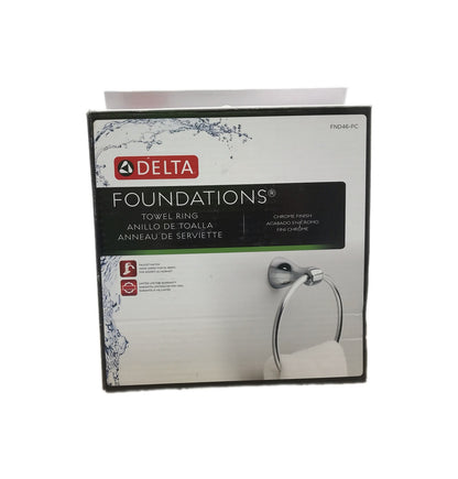 Delta Foundations Wall Mount Round Closed Towel Ring in Polished Chrome