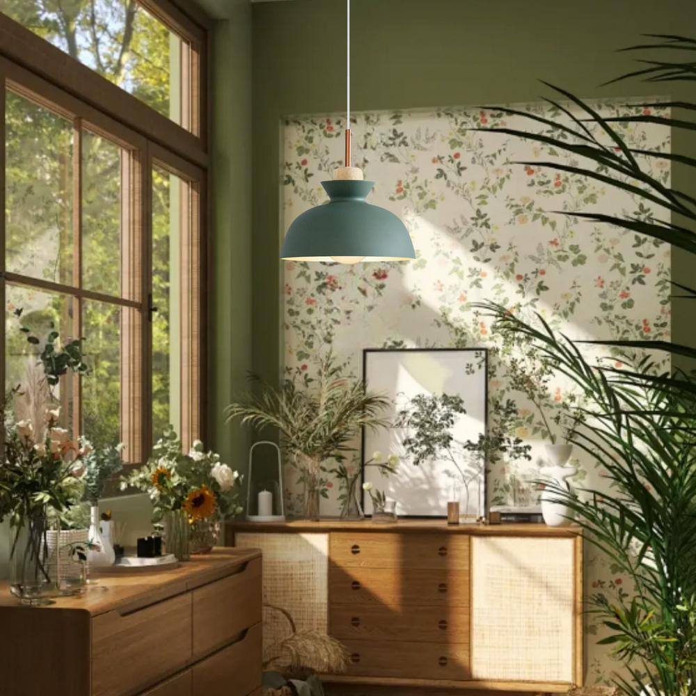 1-Light Green Bowl Pendant Scandinavian Hanging Pendant Ceiling Light Fixture